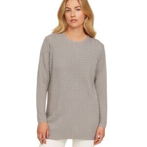 TSE Pure Cashmere Crew Neck Long Sleeve Cable Knit Sweater Grey size Small